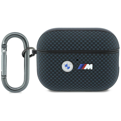 BMW M Quilted Kevlar Metal Logo Case for AirPods Pro 3 navy blue