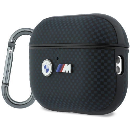 BMW M Quilted Kevlar Metal Logo Case for AirPods Pro 3 navy blue