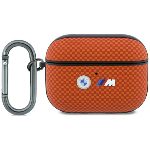 BMW M Quilted Kevlar Metal Logo Case for AirPods Pro 3 orange