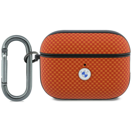 BMW Textured Sign Kevlar Metal Logo Case for AirPods Pro 3 orange