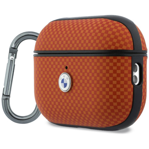 BMW Textured Sign Kevlar Metal Logo Case for AirPods Pro 3 orange
