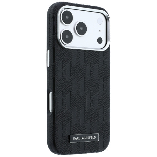 Etui Karl Lagerfeld Grained Mono Resin Logo MagSafe do iPhone 18 Pro / 17 Pro czarny