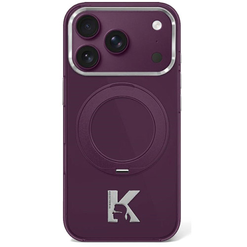 Etui Karl Lagerfeld IML Ring Stand 360 Kameo Metal MagSafe do iPhone 18 Pro Max / 17 Pro Max burgundowy