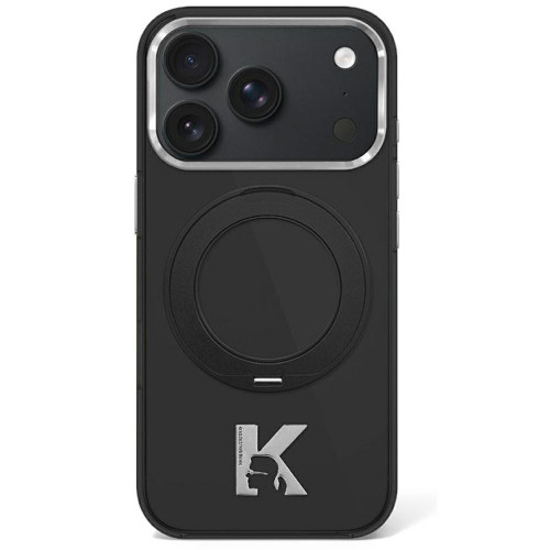Etui Karl Lagerfeld IML Ring Stand 360 Kameo Metal MagSafe do iPhone 18 Pro Max / 17 Pro Max czarny