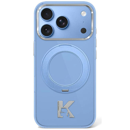 Etui Karl Lagerfeld IML Ring Stand 360 Kameo Metal MagSafe do iPhone 18 Pro Max / 17 Pro Max niebieski