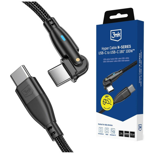 Kábel 3MK Hyper Cable N-SERIES USB-C do USB-C 1m 20V/5A 100W fekete