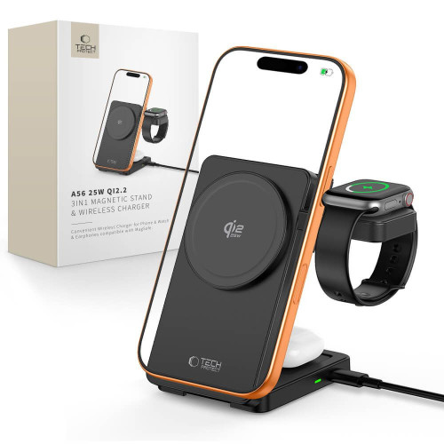 Tech-protect A56 3in1 Magnetic Magsafe Wireless Charger 25w Qi2.2 Black