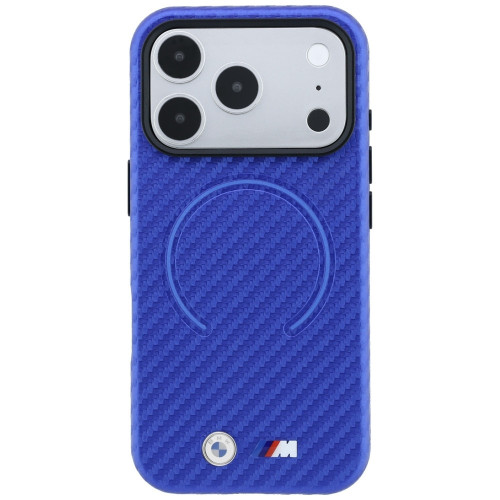 Etui BMW M Carbon Printed Ring MagSafe do iPhone 18 Pro / 17 Pro niebieski