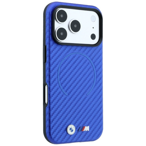Etui BMW M Carbon Printed Ring MagSafe do iPhone 18 Pro / 17 Pro niebieski
