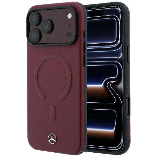 Mercedes Leather 3D MagSafe Case for iPhone 18 Pro / 17 Pro burgundy