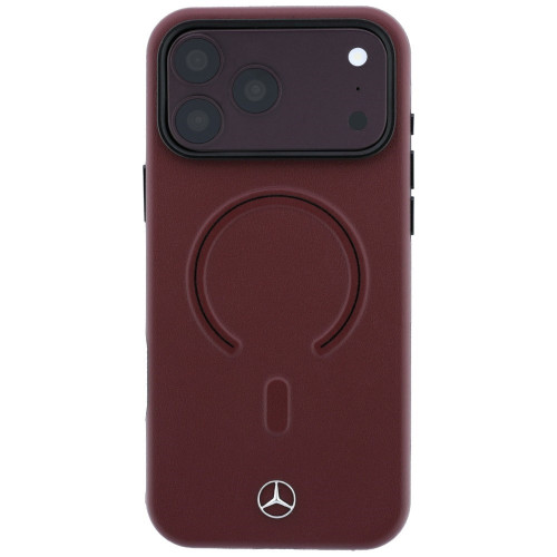 Mercedes Leather 3D MagSafe Case for iPhone 18 Pro / 17 Pro burgundy