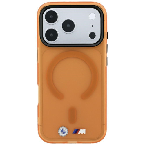 Etui BMW M IML Frosted Metal Logo & Trims MagSafe do iPhone 18 Pro / 17 Pro pomarańczowy