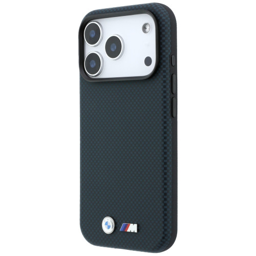 Etui BMW M Quadrille Kevlar Metal Logo MagSafe do iPhone 18 Pro / 17 Pro granatowy