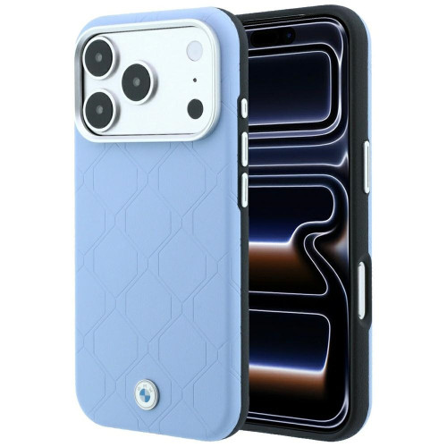 Etui BMW Sign Deboss Quilted Metal Logo MagSafe für iPhone 18 Pro / 17 Pro blau