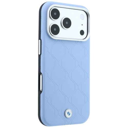 Etui BMW Sign Deboss Quilted Metal Logo MagSafe für iPhone 18 Pro / 17 Pro blau