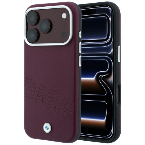 Etui BMW Sign Inclined Deboss Letters MagSafe für iPhone 18 Pro / 17 Pro bordaux