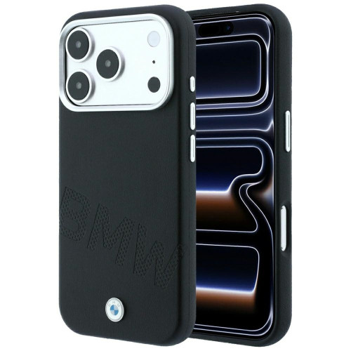 Etui BMW Sign Inclined Deboss Letters MagSafe do iPhone 18 Pro / 17 Pro czarny