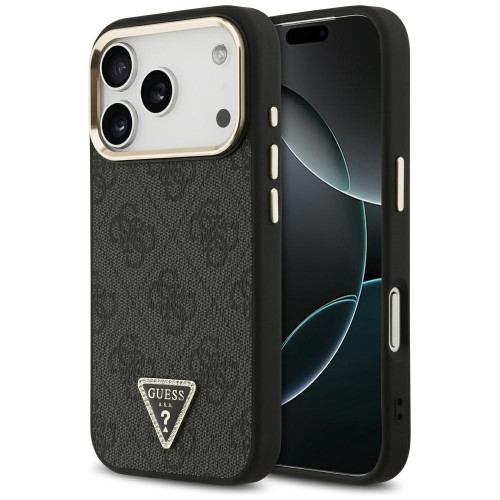 Etui Guess 4G Triangle Logo MagSafe do iPhone 18 Pro / 17 Pro czarny złoty