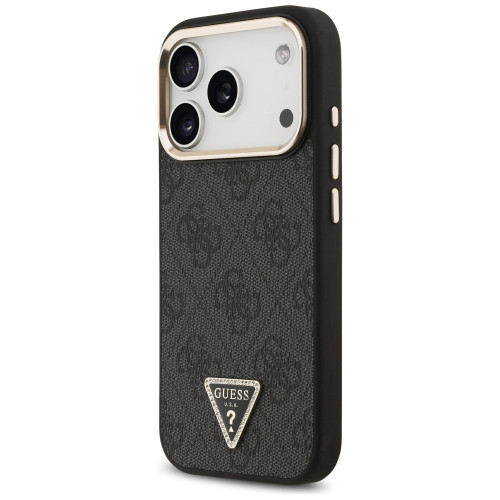 Etui Guess 4G Triangle Logo MagSafe do iPhone 18 Pro / 17 Pro czarny złoty