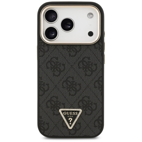 Etui Guess 4G Triangle Logo MagSafe do iPhone 18 Pro / 17 Pro czarny złoty