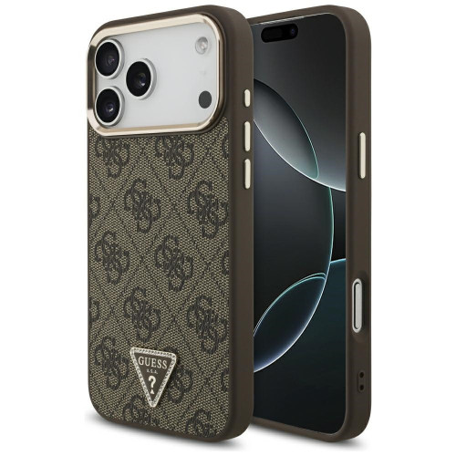 Etui Guess 4G Triangle Logo MagSafe do iPhone 18 Pro Max / 17 Pro Max brązowy
