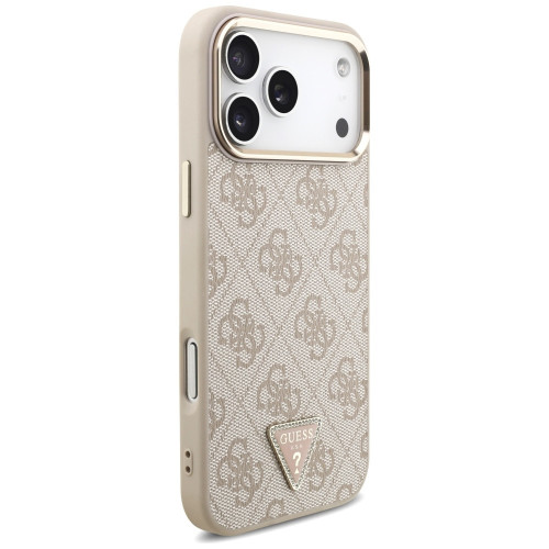 Etui Guess 4G Triangle Logo MagSafe do iPhone 18 Pro Max / 17 Pro Max różowy złoty