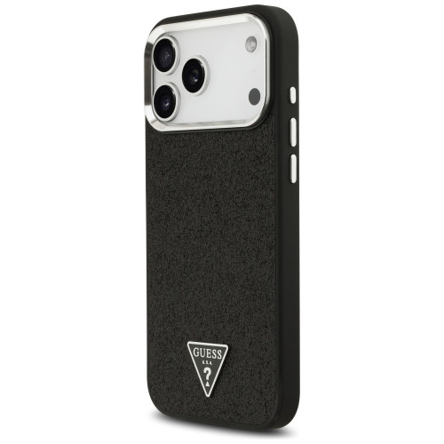 Etui Guess Glitter Triangle Logo MagSafe do iPhone 18 Pro Max / 17 Pro Max černé