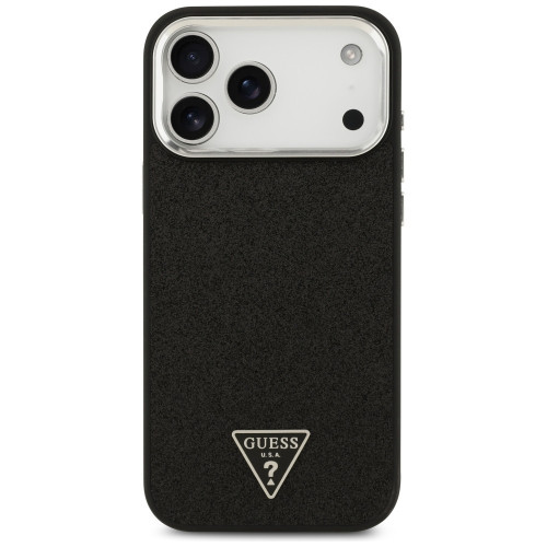 Etui Guess Glitter Triangle Logo MagSafe do iPhone 18 Pro Max / 17 Pro Max černé