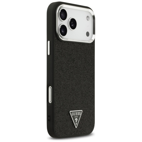 Etui Guess Glitter Triangle Logo MagSafe do iPhone 18 Pro Max / 17 Pro Max černé