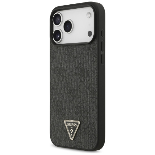 Etui Guess Leather 4G Triangle Strass MagSafe do iPhone 18 Pro Max / 17 Pro Max czarny