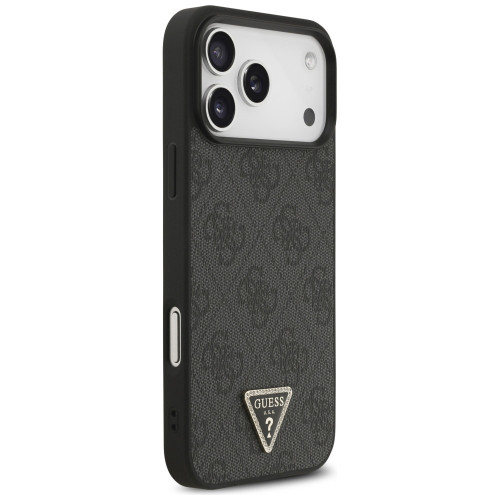 Etui Guess Leather 4G Triangle Strass MagSafe do iPhone 18 Pro Max / 17 Pro Max czarny