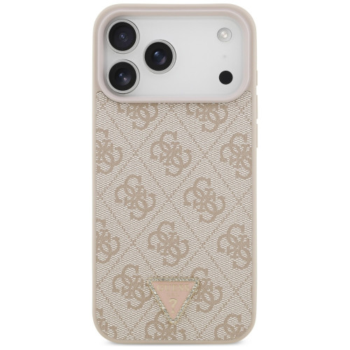 Etui Guess Leather 4G Triangle Strass MagSafe für iPhone 18 Pro Max / 17 Pro Max rosa