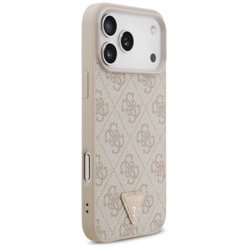 Etui Guess Leather 4G Triangle Strass MagSafe für iPhone 18 Pro Max / 17 Pro Max rosa