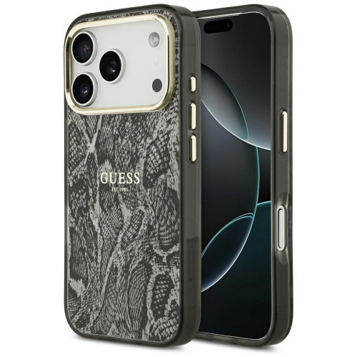 Etui Guess Python Pattern MagSafe do iPhone 18 Pro / 17 Pro czarny