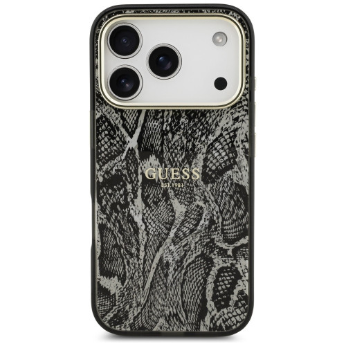 Etui Guess Python Pattern MagSafe do iPhone 18 Pro / 17 Pro czarny