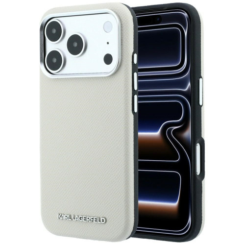 Etui Karl Lagerfeld Grained Elongated Logo MagSafe do iPhone 18 Pro Max / 17 Pro Max beżowy