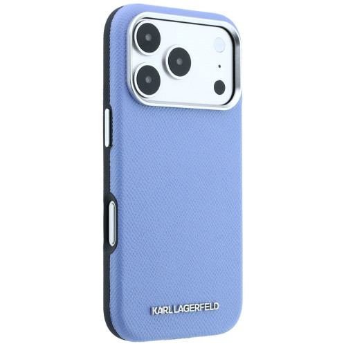 Etui Karl Lagerfeld Grained Elongated Logo MagSafe do iPhone 18 Pro Max / 17 Pro Max niebieski