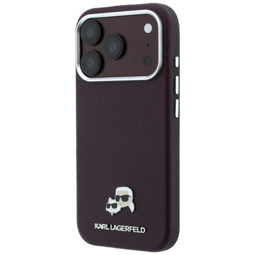 Etui Karl Lagerfeld Grained Choupette    Head Metal MagSafe do iPhone 18 Pro Max burgundový