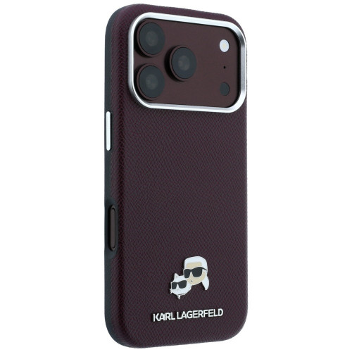 Etui Karl Lagerfeld Grained Choupette    Head Metal MagSafe do iPhone 18 Pro Max burgundový