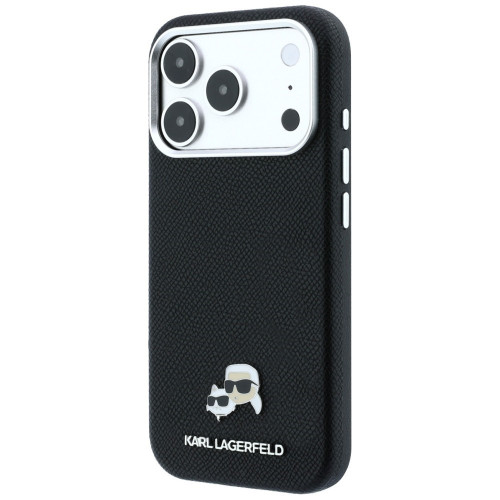 Etui Karl Lagerfeld Grained Heads Metal MagSafe do iPhone 18 Pro Max / 17 Pro Max černé