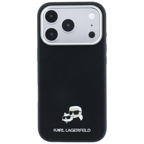 Etui Karl Lagerfeld Grained Heads Metal MagSafe do iPhone 18 Pro Max / 17 Pro Max černé