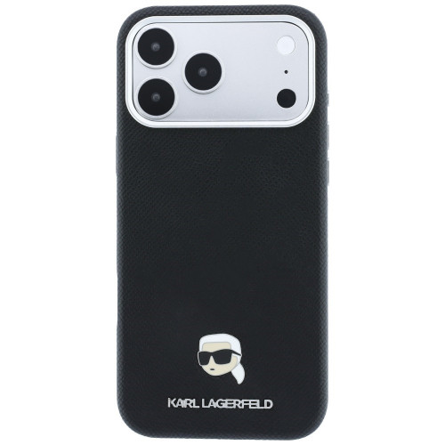 Karl Lagerfeld Grained Karl Head Metal MagSafe Case for iPhone 18 Pro Max / 17 Pro Max black