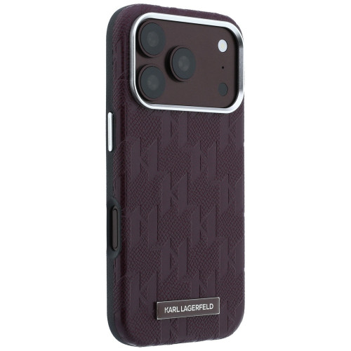 Karl Lagerfeld Grained Mono Resin Logo MagSafe Case for iPhone 18 Pro / 17 Pro burgundy
