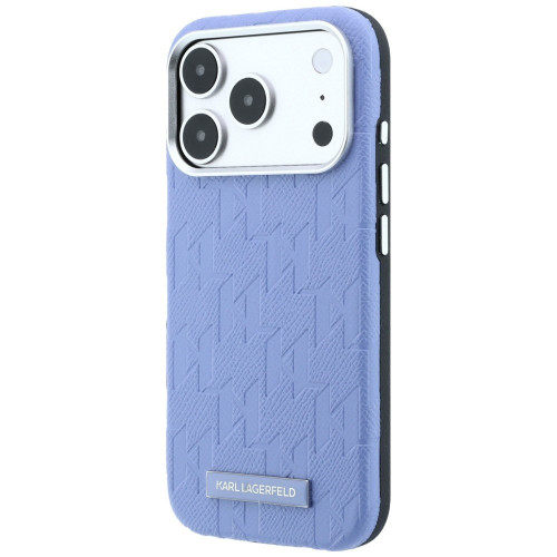 Karl Lagerfeld Grained Mono Resin Logo MagSafe Case for iPhone 18 Pro / 17 Pro light blue