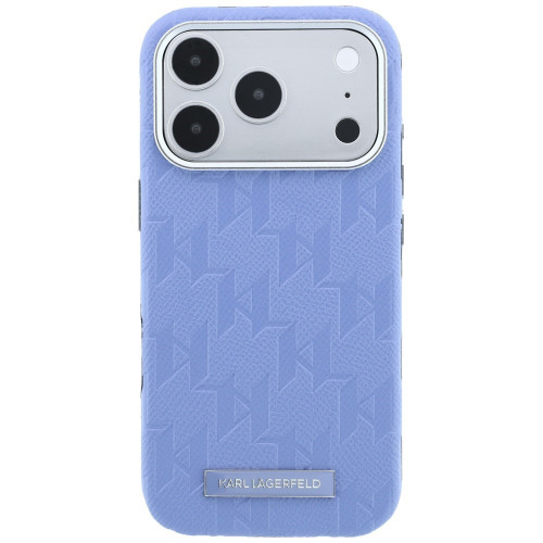 Karl Lagerfeld Grained Mono Resin Logo MagSafe Case for iPhone 18 Pro / 17 Pro light blue