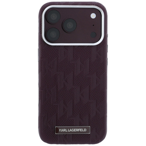 Karl Lagerfeld Grained Mono Resin Logo MagSafe Case for iPhone 18 Pro Max / 17 Pro Max burgundy