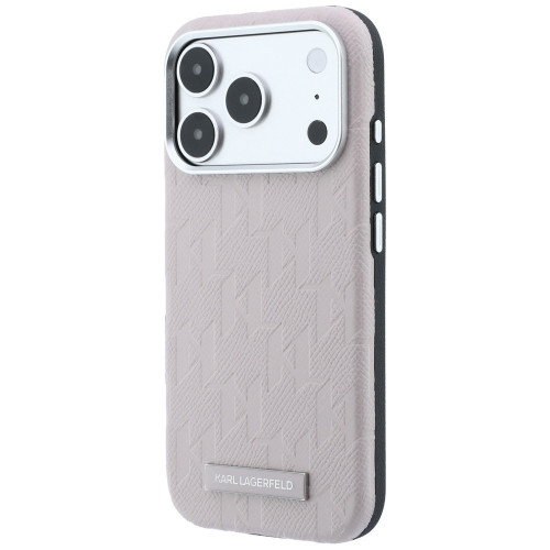 Karl Lagerfeld Grained Mono Resin Logo MagSafe Case for iPhone 18 Pro Max / 17 Pro Max pink