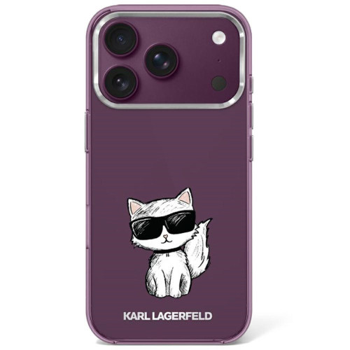 Etui Karl Lagerfeld IML Choupette Body Sketch Print MagSafe do iPhone 18 Pro / 17 Pro burgundový