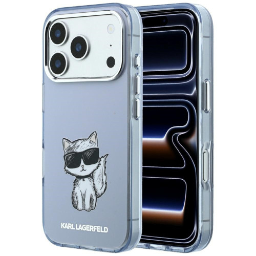Etui Karl Lagerfeld IML Choupette Body Sketch Print MagSafe do iPhone 18 Pro / 17 Pro jasno modrá