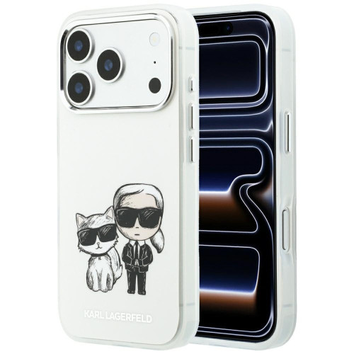 Etui Karl Lagerfeld IML Karl&Choupette Bodies Sketch Print MagSafe do iPhone 18 Pro / 17 Pro béžový